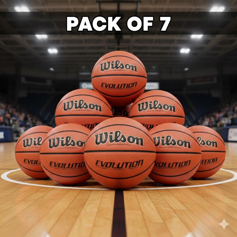 Wilson Evolution Basketball 29.5" Official Size 7 Indoor Game Ball -Pack of 7